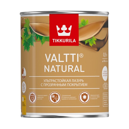 Купить VALTTI NATURAL антисептическая фасадная ультрастойкая лазурь с прозрачным покрытием, 0,9л Тиккурила в магазине СтройРесурс от производителя Tikkurila