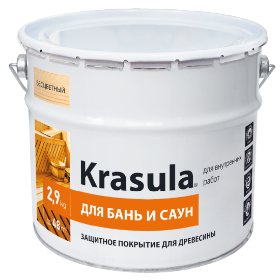 Купить Защитно-декоративный состав "KRASULA" для бань и саун (с воском), 2.7л в магазине СтройРесурс от производителя Норт