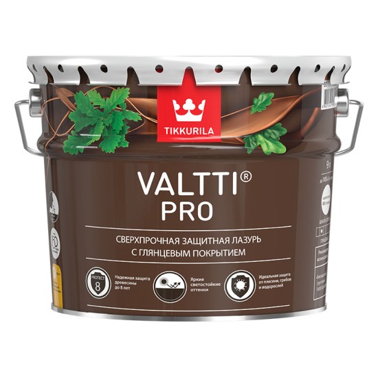 Купить VALTTI PRO (база EC) фасадная антисептическая сверхпрочная лазурь для древесины, глянц., 9л Тиккурила в магазине СтройРесурс от производителя Tikkurila