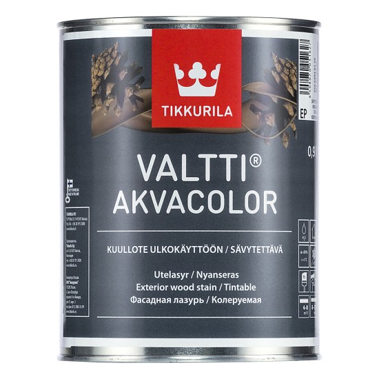 Купить VALTTI AKVACOLOR (база EP) фасадный антисептик для древесины (водн., масл.), 0.9л Тиккурила [450] в магазине СтройРесурс от производителя Tikkurila