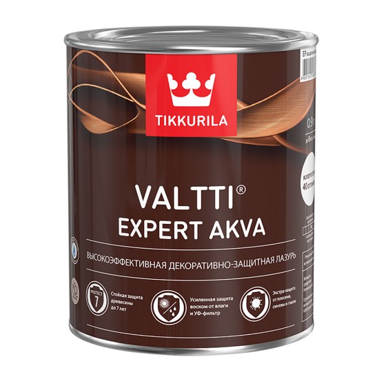 Купить VALTTI EXPERT AKVA (база EP) фасадная антисептическая декоративно-защитная лазурь для древесины, 0.9л Тиккурила в магазине СтройРесурс от производителя Tikkurila