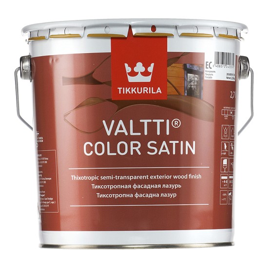 Купить VALTTI COLOR SATIN (база EC) фасадный антисептик для древесины, 2.7л Тиккурила [293] в магазине СтройРесурс от производителя Tikkurila