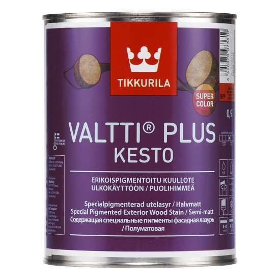 Купить VALTTI PLUS KESTO (база OPP) фасадный антисептик для древесины (водн., цветостойкий), 9л Тиккурила в магазине СтройРесурс от производителя Tikkurila