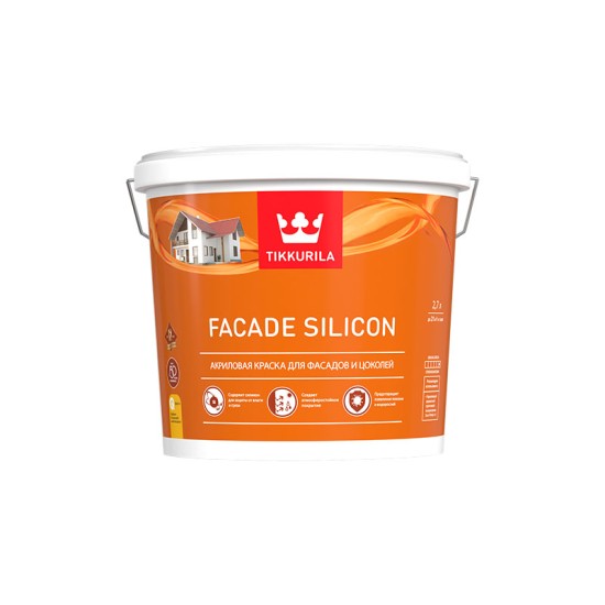 Купить FACADE SILICON VVA фасадная краска, модиф. силиконом (база VVA белая), 2.7л Тиккурила в магазине СтройРесурс от производителя Tikkurila