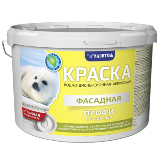 Купить Краска фасадная СУПЕРБЕЛАЯ ВД-АК, 14кг ПРОФИ КАПИТЕЛЬ в магазине СтройРесурс от производителя Капитель