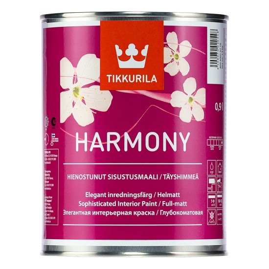 Купить HARMONY C краска (база C) для интерьеров бархатистая, 0.9л Тиккурила в магазине СтройРесурс от производителя Tikkurila