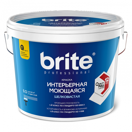 Купить Краска BRITE PROFESSIONAL интерьерная моющаяся шелковистая (G463)  А, ведро 9 л в магазине СтройРесурс от производителя Brite