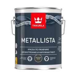 METALLISTA молотковая черная краска по ржавчине глянцевая быстросохнущая, 2.5л Тиккурила