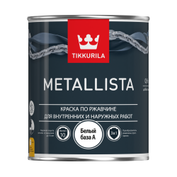 METALLISTA A краска по ржавчине (база A белая) глянцевая быстросохнущая, 0.9л Тиккурила