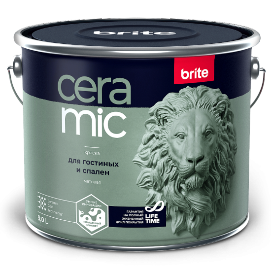 Купить Краска BRITE CERAMIC для гостинных и спален C, 2.7л в магазине СтройРесурс от производителя Brite
