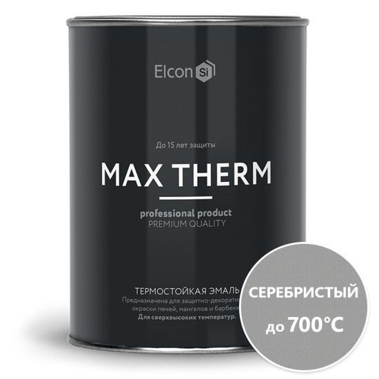 Купить Эмаль термостойкая серебристая (700 C) "ELCON Max Therm", 0.8кг ЭЛКОН в магазине СтройРесурс от производителя Elcon