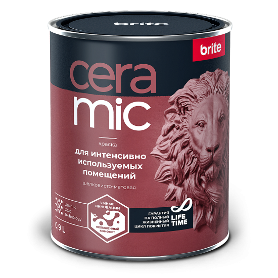 Купить Краска BRITE CERAMIC для интенсивно используемых помещений база С, банка 0,9 л в магазине СтройРесурс от производителя Brite