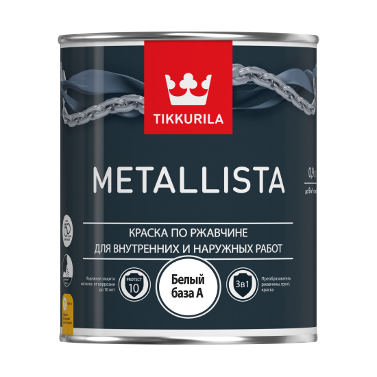 Купить METALLISTA серебристая краска по ржавчине глянцевая быстросохнущая, 0.7кг/0.8л Тиккурила в магазине СтройРесурс от производителя Tikkurila