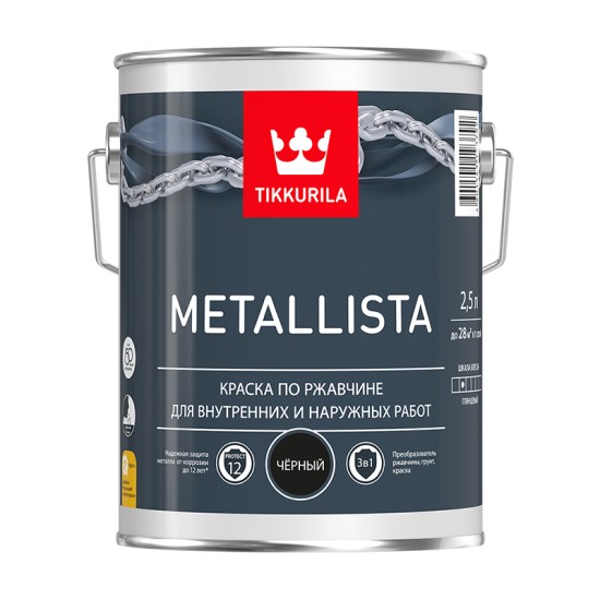Купить METALLISTA серый краска по ржавчине глянц. быстросохн., 2.3л Тикк в магазине СтройРесурс от производителя Tikkurila