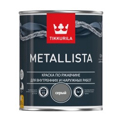 METALLISTA серая краска по ржавчине глянцевая быстросохнущая, 0.9л Тиккурила