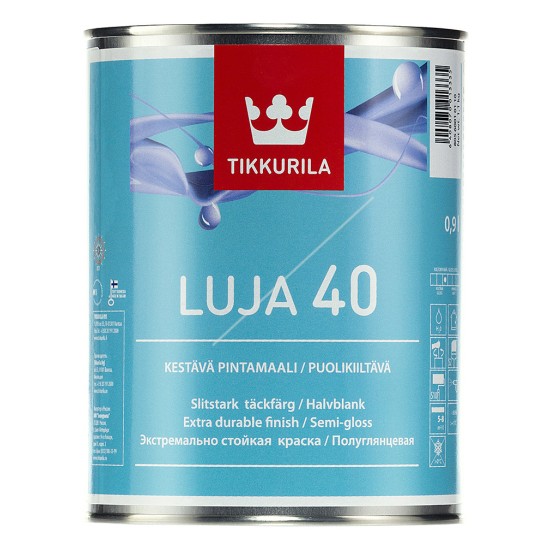 Купить Краска "LUJA 40" (база А белая) п/глянц., моющаяся бактериц., 0.9л Тиккурила в магазине СтройРесурс от производителя Tikkurila