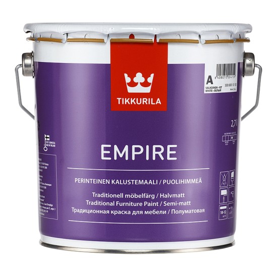 Купить EMPIRE A краска для мебели п/матовая (база A белая), 2.7л Тиккурила в магазине СтройРесурс от производителя Tikkurila