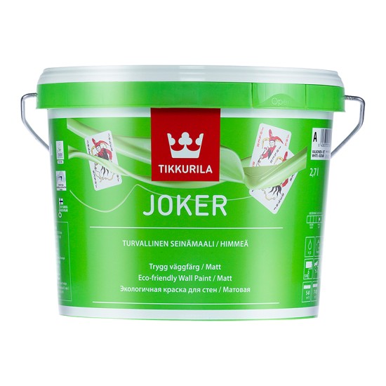 Купить JOKER A краска (база A белая) матовая гипоаллергенная, шелковистая, 2.7л Тиккурила в магазине СтройРесурс от производителя Tikkurila