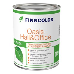 OASIS HALL & OFFICE A краска (база А белая) для стен устойчивая к мытью, 0.9л Финнколор [P131]