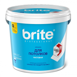 Краска BRITE PROFESSIONAL для потолков белая матовая база А, банка 2,7 л