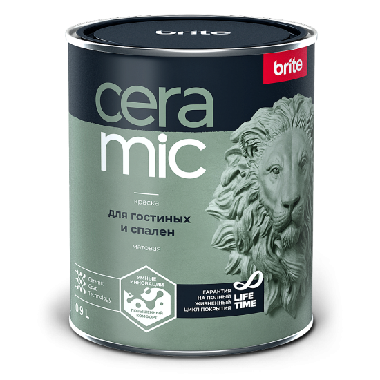 Купить Краска BRITE CERAMIC для гостинных и спален A, 0,9л в магазине СтройРесурс от производителя Brite