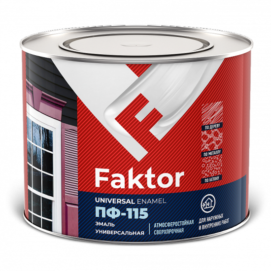 Купить Эмаль FAKTOR ПФ-115 черная, полуматовая, банка 1,9 кг в магазине СтройРесурс от производителя FAKTOR