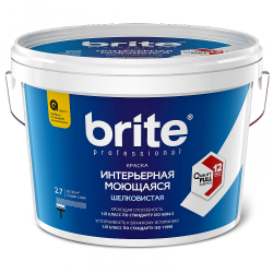 Краска BRITE PROFESSIONAL интерьерная моющаяся шелковистая база С, ведро 2,7 л