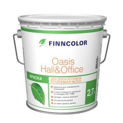OASIS HALL & OFFICE A краска (база А белая) для стен устойчивая к мытью, 2.7л Финнколор