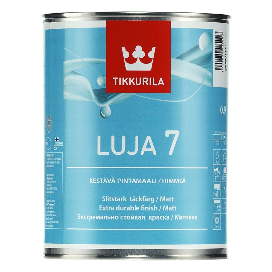 Купить Краска "LUJA 7 (HIMMEA)" МАТОВАЯ (база А белая), моющаяся бактериц., 0.9л Тиккурила [699] в магазине СтройРесурс от производителя Tikkurila