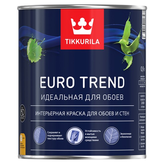 Купить EURO TREND C краска (база C) для обоев и стен матовая, 0.9л Тиккурила в магазине СтройРесурс от производителя Tikkurila