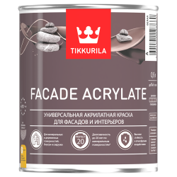 FACADE ACRYLATE A фасадная краска, водн., акрилат.  (база A белая), 0.9л Тиккурила