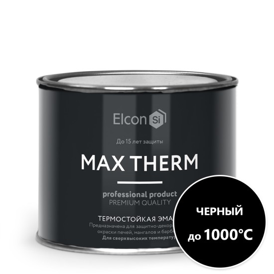 Купить Эмаль термостойкая черная (1000 C) "ELCON Max Therm", 0.4кг ЭЛКОН в магазине СтройРесурс от производителя Elcon