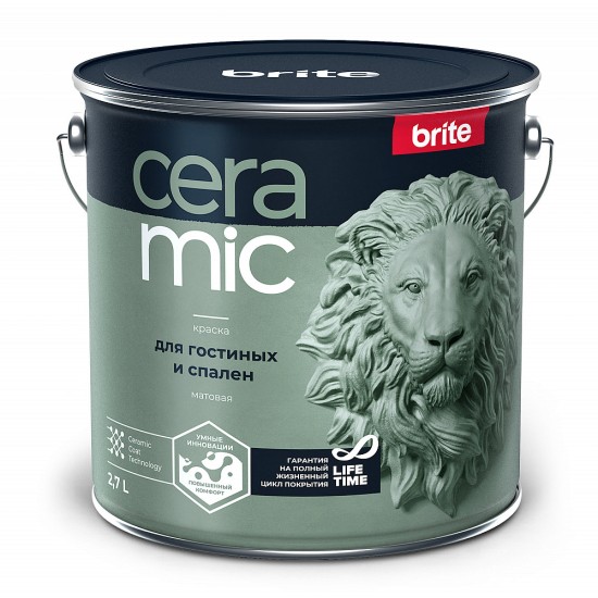 Купить Краска BRITE CERAMIC для гостинных и спален A, 2,7л в магазине СтройРесурс от производителя Brite