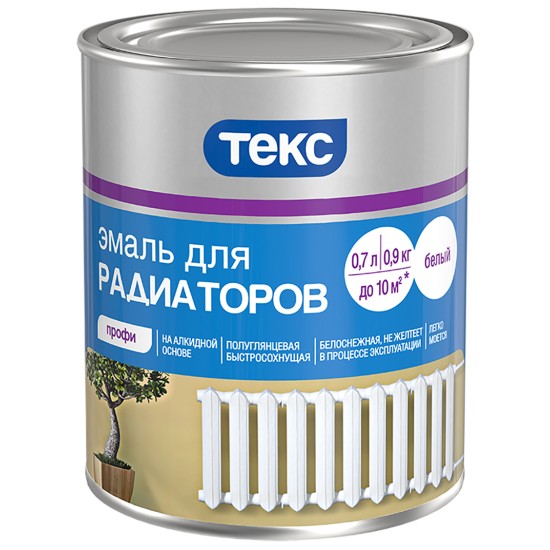 Купить Эмаль алкидная для радиаторов белая п/глянц., 0.9кг ПРОФИ в магазине СтройРесурс от производителя ТЕКС