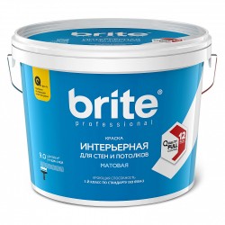 Краска BRITE PROFESSIONAL для стен и потолков матовая база A, ведро 2,7 л