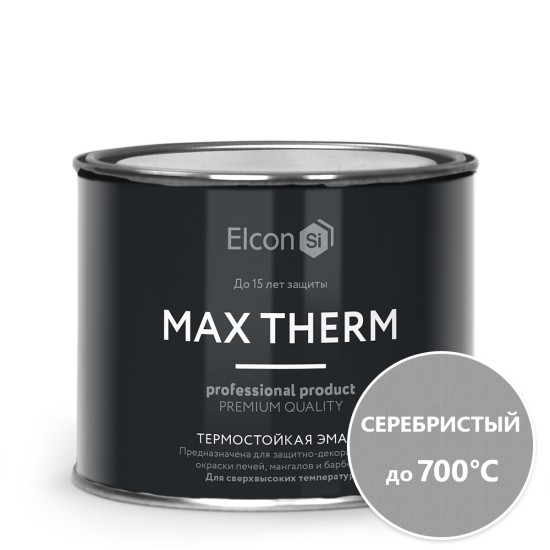 Купить Эмаль термостойкая серебристая (700 C) "ELCON Max Therm", 0.4кг ЭЛКОН в магазине СтройРесурс от производителя Elcon