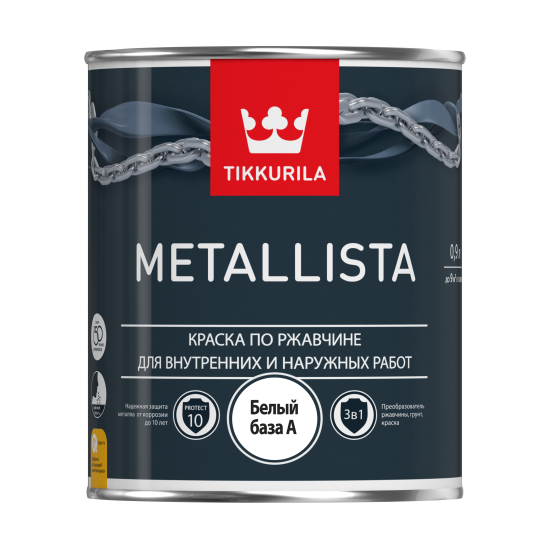 Купить METALLISTA черная ( RAL 9005) краска по ржавчине глянцевая быстросохнущая, 0.8л Тиккурила в магазине СтройРесурс от производителя Tikkurila