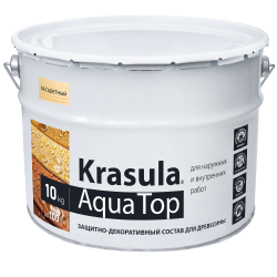 Защитно-декоративный состав "KRASULA Aqua Top" бесцветный, 10кг.
