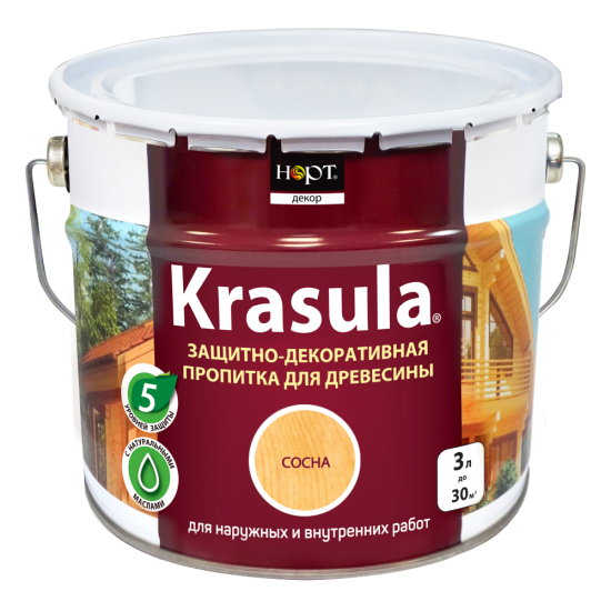 Купить Защитно-декоративный состав "KRASULA" сосна, 3,3 л. в магазине СтройРесурс от производителя Норт