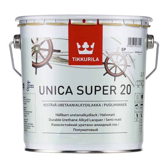 Купить Лак UNICA SUPER 20 (п/матовый, уретано-алкидный, EP-база), 2.7л Тиккурила в магазине СтройРесурс от производителя Tikkurila