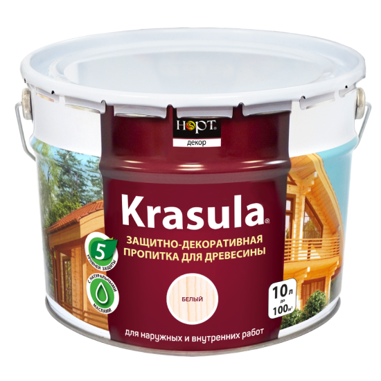 Купить Защитно-декоративный состав "KRASULA" белый, 9,5 кг. в магазине СтройРесурс от производителя Норт